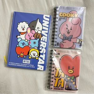 3 12 Month Weekly Calender Planners BT21, Cooky, and Tata